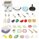 DUŻA DREWNIANA KUCHNIA Z OŚWIETLENIEM LED MAM171 - 50 elementów