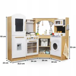 DUŻA DREWNIANA KUCHNIA Z OŚWIETLENIEM LED MAM171 - 50 elementów