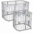 Łóżeczko drewniane Waldin 7w1 szare z materacem