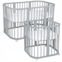 Łóżeczko drewniane Waldin 7w1 szare z materacem Łóżeczko drewniane Waldin 7w1 szare z materacem