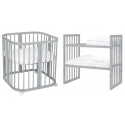 Łóżeczko drewniane Waldin 7w1 szare z materacem Łóżeczko drewniane Waldin 7w1 szare z materacem