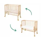 Waldin Łóżeczko dostawne 2w1 z materacem Naturalne