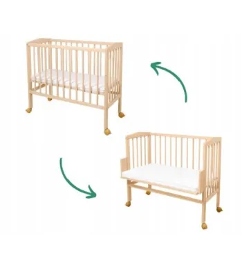 Waldin Łóżeczko dostawne 2w1 z materacem Naturalne