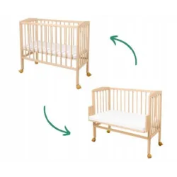 Waldin Łóżeczko dostawne 2w1 z materacem Naturalne Waldin Łóżeczko dostawne 2w1 z materacem Naturalne