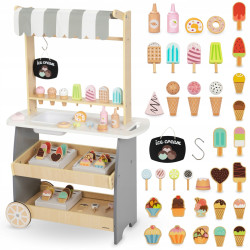 Drewniana lodziarnia na kółkach - wózek z lodami Mamabrum MAM207 ICE CREAM
