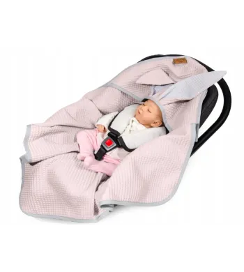 Śpiworek otulacz letni do fotelika Floo For Baby 78x78 cm królik pudrowy róż