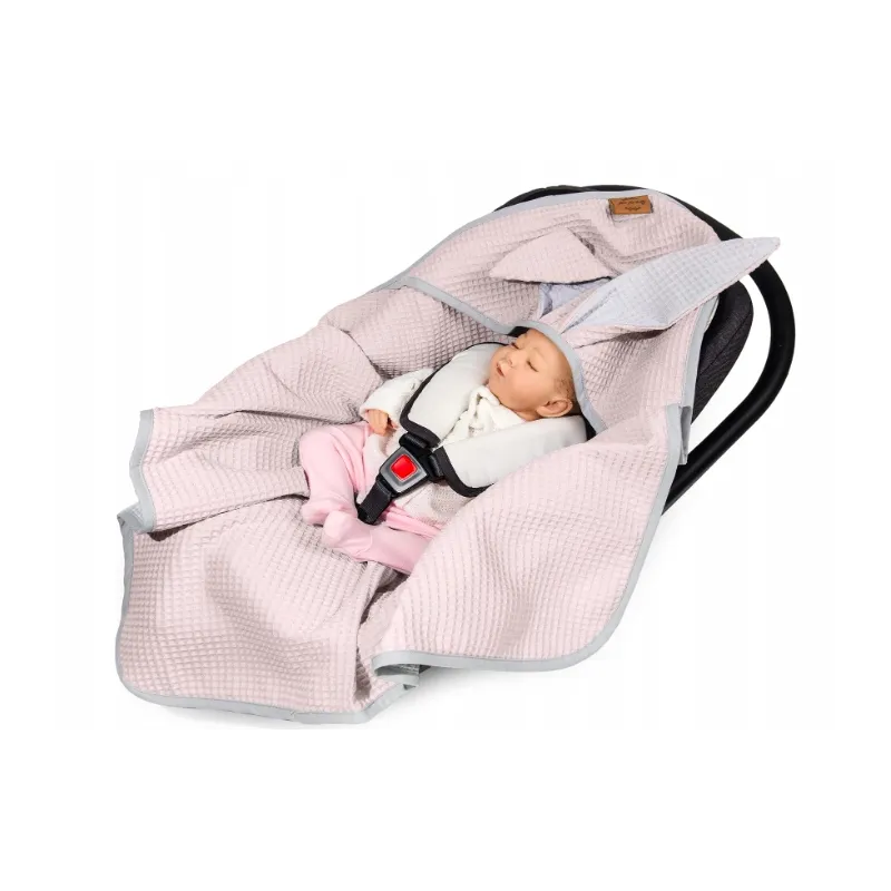 Śpiworek otulacz letni do fotelika Floo For Baby 78x78 cm królik pudrowy róż