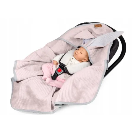 Śpiworek otulacz letni do fotelika Floo For Baby 78x78 cm królik pudrowy róż