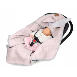 Śpiworek otulacz letni do fotelika Floo For Baby 78x78 cm królik pudrowy róż