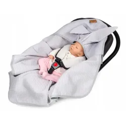 Śpiworek otulacz letni do fotelika Floo For Baby 78x78 cm królik szary