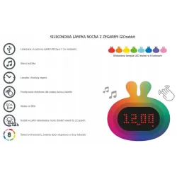 Lampka nocna InnoGIO biały rabbit budzik