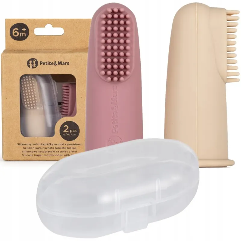PETITE & MARS szczoteczki silikonowe na palec Rose