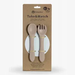 PETITE&MARS Silikonowe sztućce TAKE&MATCH Desert Sand 6m+ PETITE&MARS Silikonowe sztućce TAKE&MATCH Desert Sand 6m+