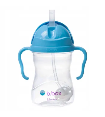 B.BOX BIDON KUBEK Z OBCIĄŻONĄ SŁOMKĄ RURKĄ DLA DZIECI 240ml borówkowy