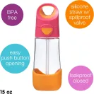 B.BOX BIDON BUTELKA TRITANOWA DO PICIA ZE SŁOMKĄ  450ML Strawberry Shake