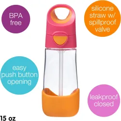B.BOX BIDON BUTELKA TRITANOWA DO PICIA ZE SŁOMKĄ  450ML Strawberry Shake B.BOX BIDON BUTELKA TRITANOWA DO PICIA ZE SŁOMKĄ  450ML Strawberry Shake