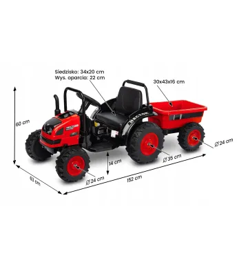 Toyz Traktor na akumulator z przyczepką Caretero Hector red
