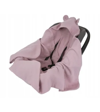 Infantilo OTULACZ DO FOTELIKA MUŚLINOWY LETNI Z KAPTURKIEM brudn róż