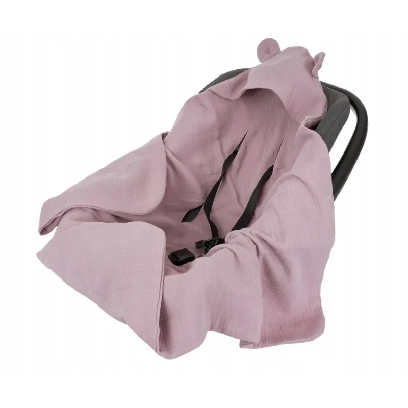 Infantilo OTULACZ DO FOTELIKA MUŚLINOWY LETNI Z KAPTURKIEM brudn róż Infantilo OTULACZ DO FOTELIKA MUŚLINOWY LETNI Z KAPTURKIEM brudn róż