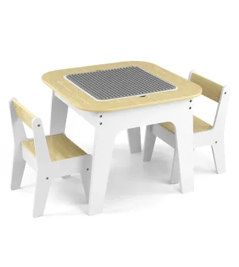 Milly Mally Zestaw mebli Olaf Blocks - Stolik i dwa krzesełka WHITE