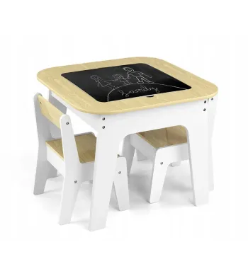 Milly Mally Zestaw mebli Olaf Blocks - Stolik i dwa krzesełka WHITE