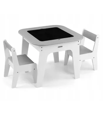 Milly Mally Zestaw mebli Olaf Blocks - Stolik i dwa krzesełka GREY