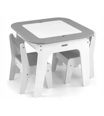 Milly Mally Zestaw mebli Olaf Blocks - Stolik i dwa krzesełka GREY