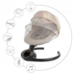 Bujaczek elektryczny KIDWELL REVE BEIGE/GOLD aplikacja wykrywanie ruchu Bujaczek elektryczny KIDWELL REVE BEIGE/GOLD aplikacja wykrywanie ruchu