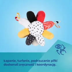 CANPOL BABIES SENSORYCZNA PIŁKA Z GRZECHOTKĄ I PISZCZKIEM BABIESBOO 68/089