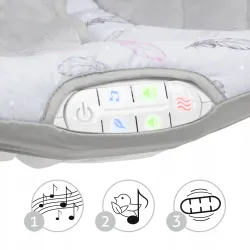 LEŻACZEK BUJACZEK PINO 0-9kg KIDWELL WIBRACJE 10 MELODII FEATHERS SZARY