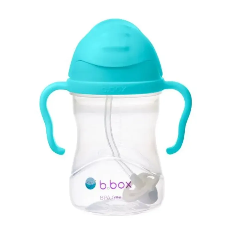B.BOX BIDON KUBEK Z OBCIĄŻONĄ SŁOMKĄ RURKĄ DLA DZIECI 240ml lazurowy
