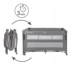 Łóżeczko turystyczne dwupoziomowe Kidwell Blissy Lift opuszczany bok szary
