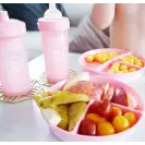 Twistshake  Talerz z podziałką i pokrywką pink