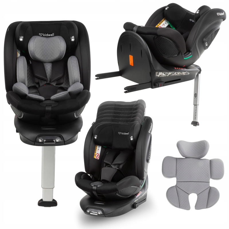 FOTELIK SAMOCHODOWY Kidwell GoCar CZARNY-SZARY i-SIZE 360 ISOFIX Obrotowy