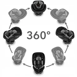 FOTELIK SAMOCHODOWY Kidwell GoCar CZARNY-SZARY i-SIZE 360 ISOFIX Obrotowy