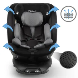FOTELIK SAMOCHODOWY Kidwell GoCar CZARNY-SZARY i-SIZE 360 ISOFIX Obrotowy
