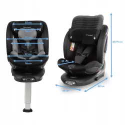 FOTELIK SAMOCHODOWY Kidwell GoCar CZARNY-SZARY i-SIZE 360 ISOFIX Obrotowy