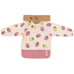 PETITE&MARS śliniak  z rękawami Ben Beige Strawberies