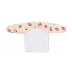 PETITE&MARS śliniak  z rękawami Ben Beige Strawberies