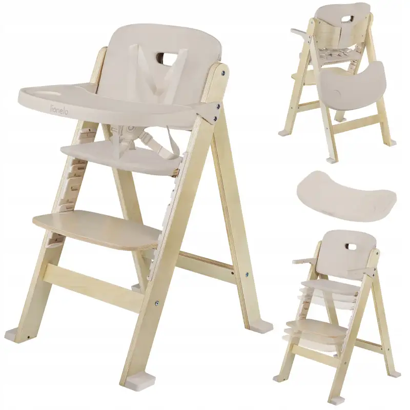 Krzesełko do karmienia drewniane taca dla dzieci 3w1 do 40kg Lionelo Floris