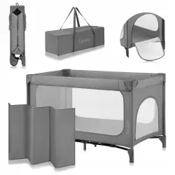 Lionelo Łóżeczko turystyczne dziecięce MATERAC PREMIUM torba grey ston