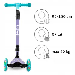 Kidwell Hulajnoga trójkołowa balansowa fioletowa koła LED Vento Kitty Kidwell Hulajnoga trójkołowa balansowa fioletowa koła LED Vento Kitty