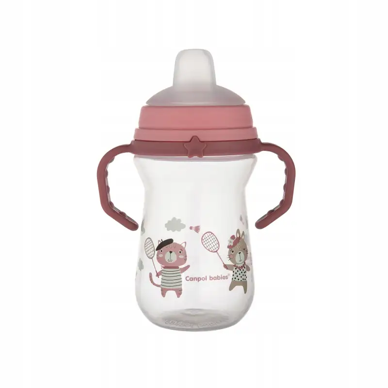 CANPOL BABIES Kubek z silikonowym ustnikiem FirstCup 250ml różowy 56/613_pin
