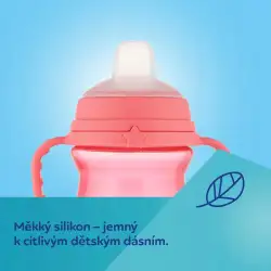 CANPOL BABIES Kubek z silikonowym ustnikiem FirstCup 250ml różowy 56/613_pin