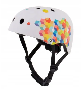 Kask rowerowy dla dzieci Ochronny Regulowany na hulajnogę deskorolkę M BIAŁY
