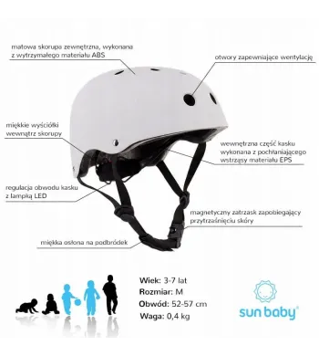 Kask rowerowy dla dzieci Ochronny Regulowany na hulajnogę deskorolkę M BIAŁY