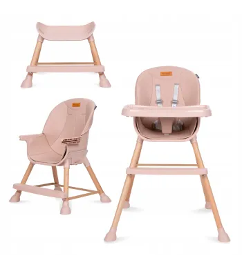 Kidwell Krzesełko do karmienia dziecka dla dzieci 3w1 ETAN WOOD Pink