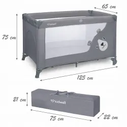 Łóżeczko turystyczne kojec składane+ torba+ materacyk Kidwell Blissy Grey Łóżeczko turystyczne kojec składane+ torba+ materacyk Kidwell Blissy Grey