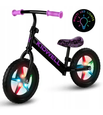 Rowerek biegowy dla dzieci Kidwell Rebel LED Neon światła w kołach Pink
