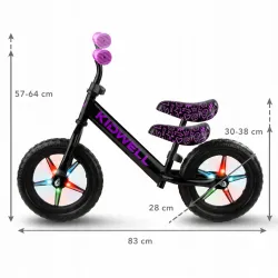 Rowerek biegowy dla dzieci Kidwell Rebel LED Neon światła w kołach Pink